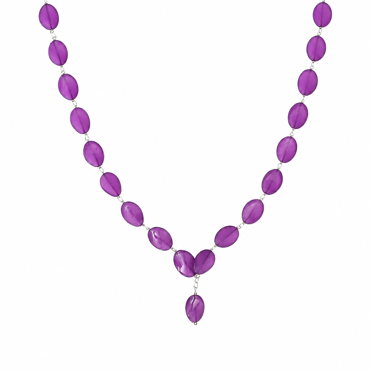 Collar Beautiful Purple en Piedra Murano Morada Ovalada