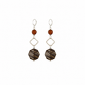 Aretes Black Detail con Cristal Ámbar y Colgante Geométrico