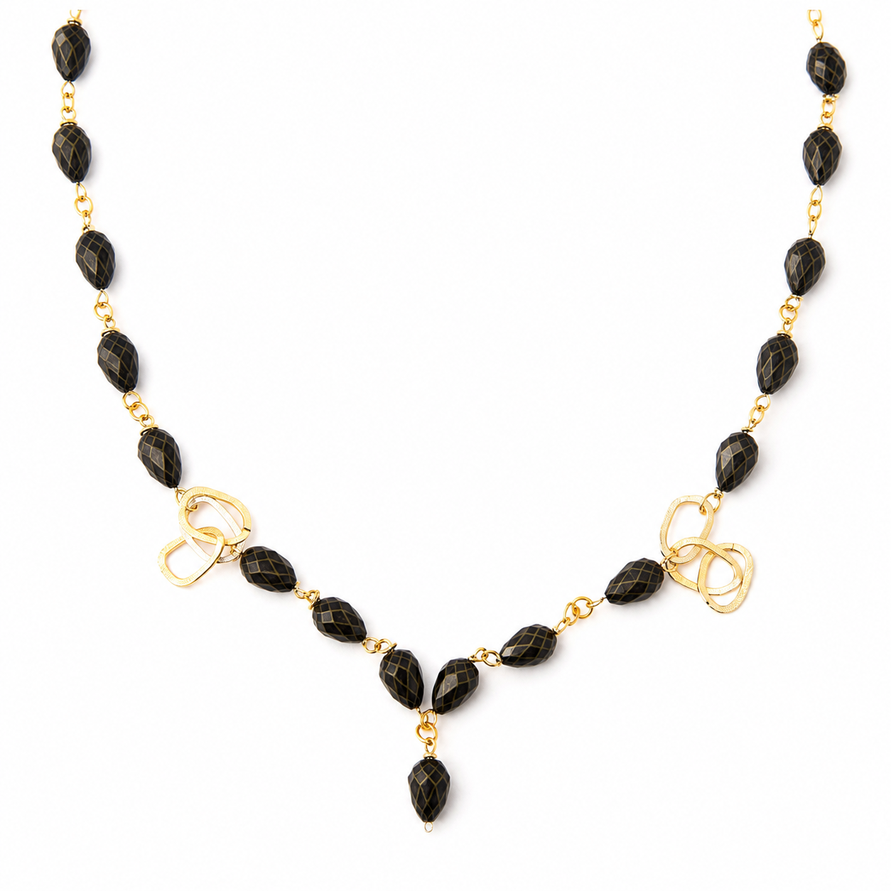 Collar Black Drop en Piedra Murano Negra Facetada