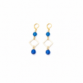 Aretes Blue Gem con Cristales Azules Facetados y Marco Geométrico Dorado