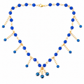 Collar Blue Gem con Cristales Facetados Azules y Detalles Dorados