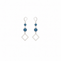 Aretes Blue Pearl con Perlas Azul Metálico y Dije Geométrico