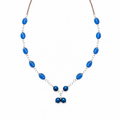 Collar Blue Plated en Piedra Murano Azul Ovalada
