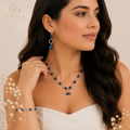 Juego BLUE PLATED | Collar, Pulsera y Aretes | Zarela Creaciones