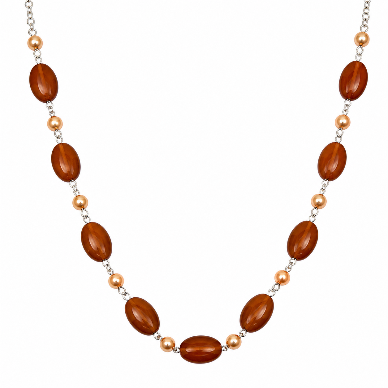 Collar Bright Cinnamon en Piedra Murano Canela Ovalada