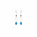 Aretes Bright Color con Cristal Azul y Detalles Plateados