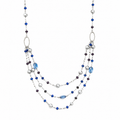 Collar Bright Color de Cristales Facetados y Perlas Plateadas Multicapa