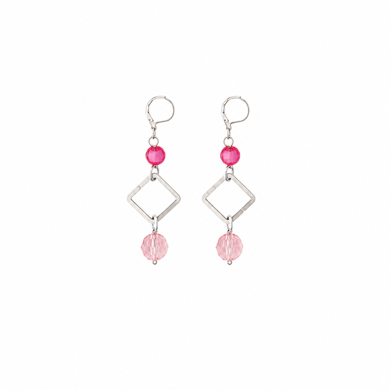 Aretes Bright Rose en Cristales Rosados Facetados