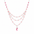 Collar Bright Rose en Cristales Facetados Rosa de Triple Caída