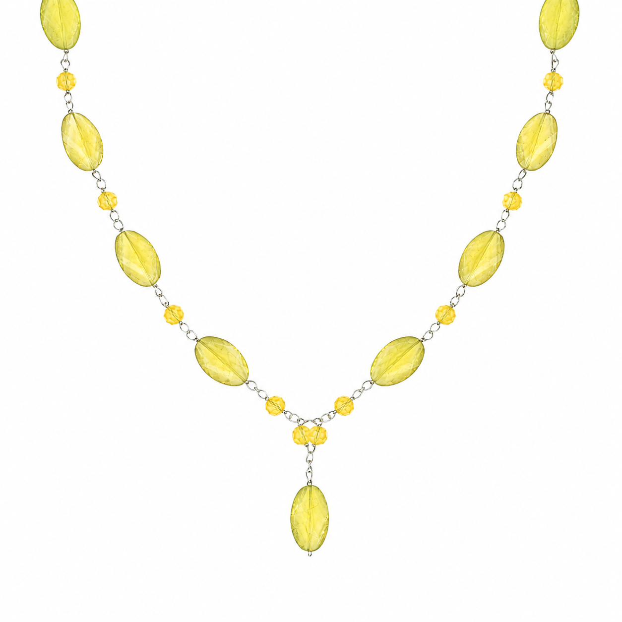 Collar Bright Yellow en Piedra Murano Amarilla Ovalada
