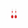 Aretes Checkered Red con Cristales Facetados y Colgante Geométrico Rojo
