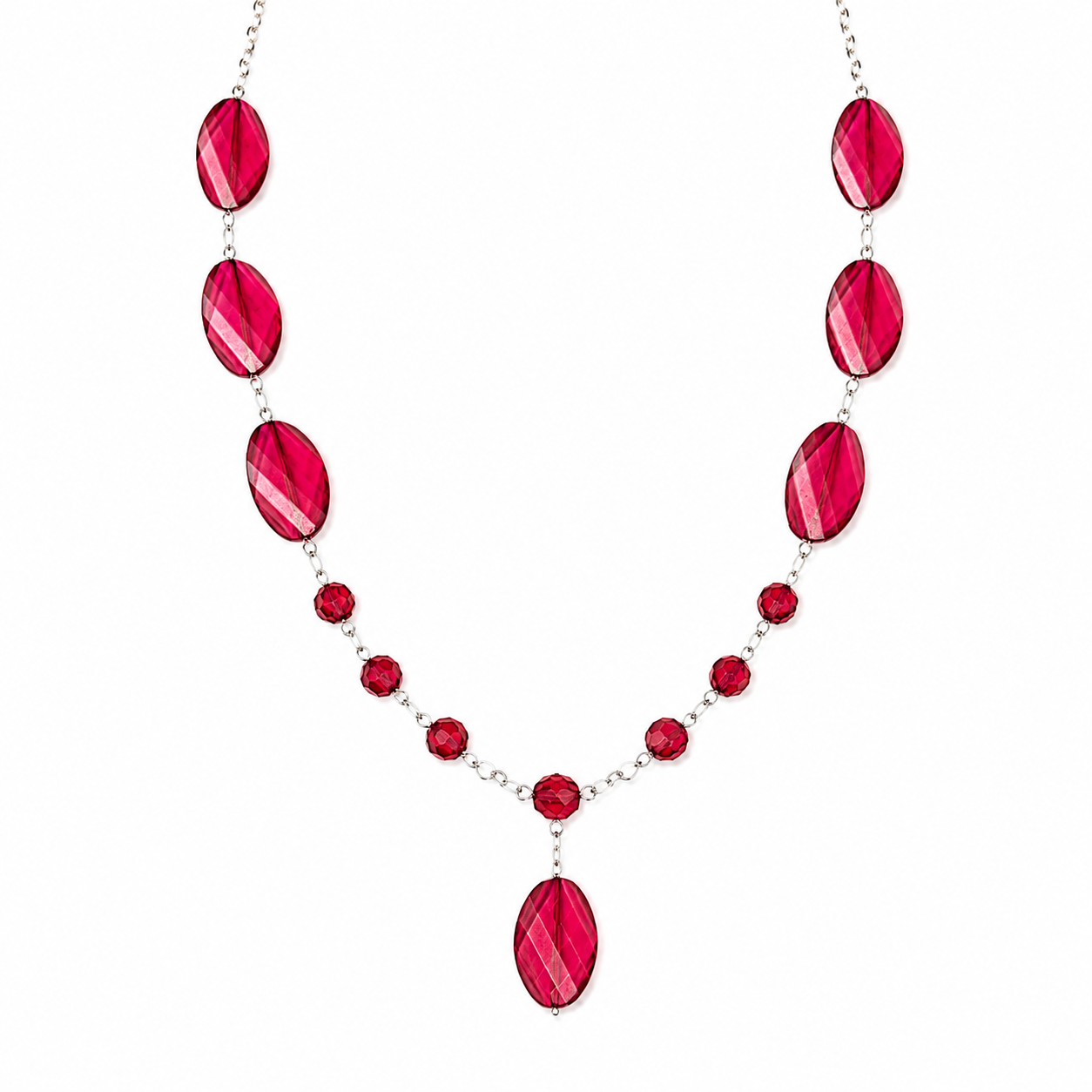 Collar Cherry Stone en Piedra Murano Roja Ovalada