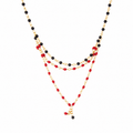 Collar Dark Golden con Cristales Rojos y Esferas Negras de Murano