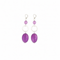 Aretes Dark Purple con Cristales Facetados y Piedra Ovalada Morada