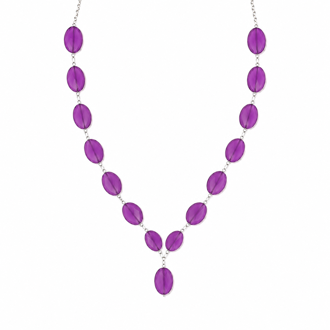 Collar Dark Purple en Piedra Murano Morada Ovalada