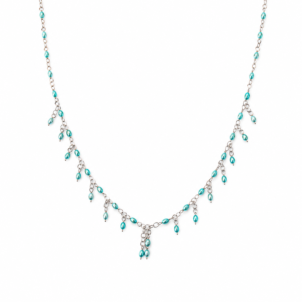 Collar Drop Sky en Piedra Murano Turquesa Ovalada
