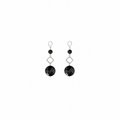 Aretes Fancy Black con Cristal Facetado Negro