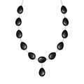 Collar Fancy Black en Piedra Murano Negra y Eslabones Decorativos