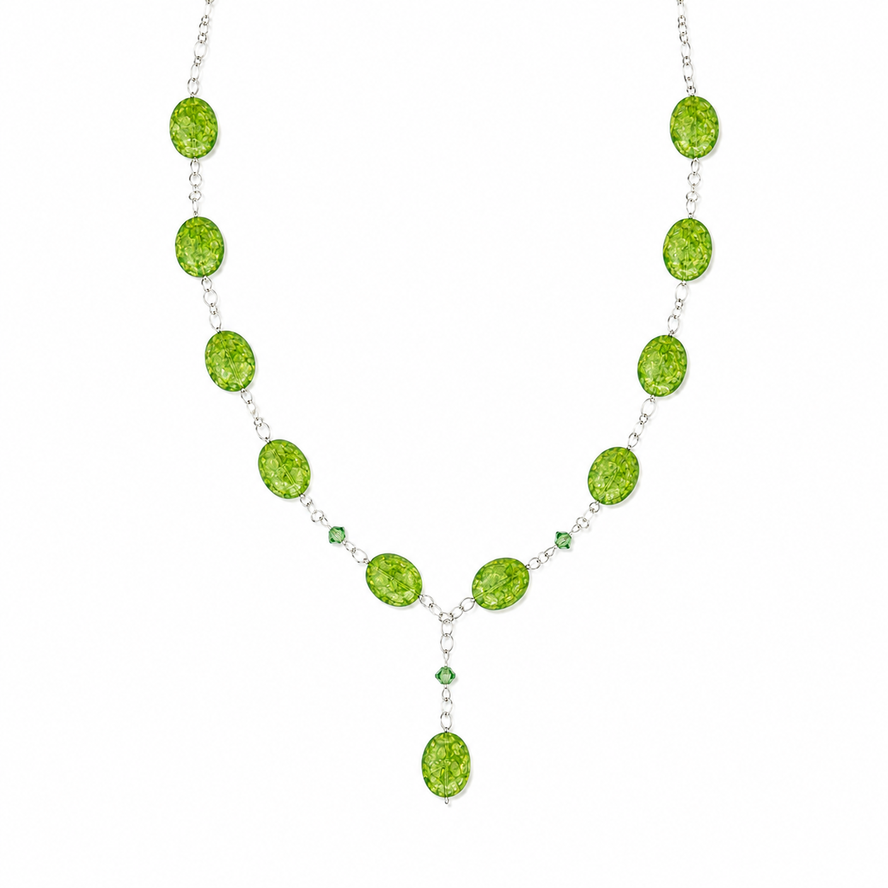 Collar Frosty Green en Piedra Murano Verde Ovalada