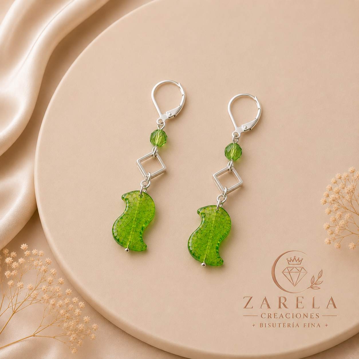 Juego GREEN SUMMER | Collar, Pulsera y Aretes | Zarela Creaciones