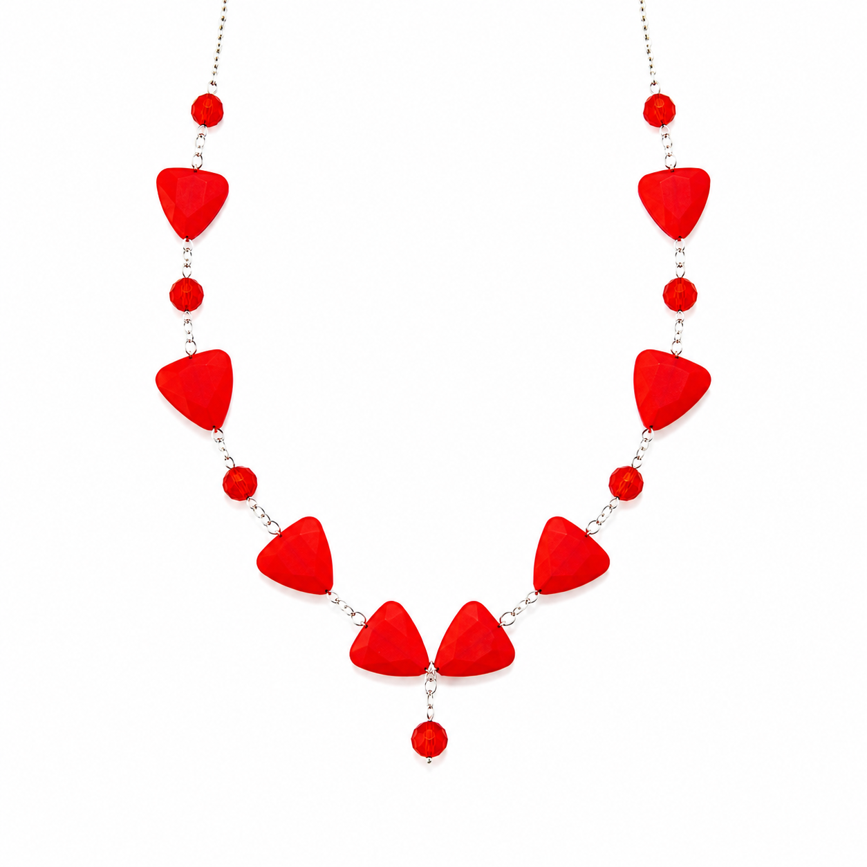 Collar Heart Red en Piedra Murano Roja y Cristales Facetados