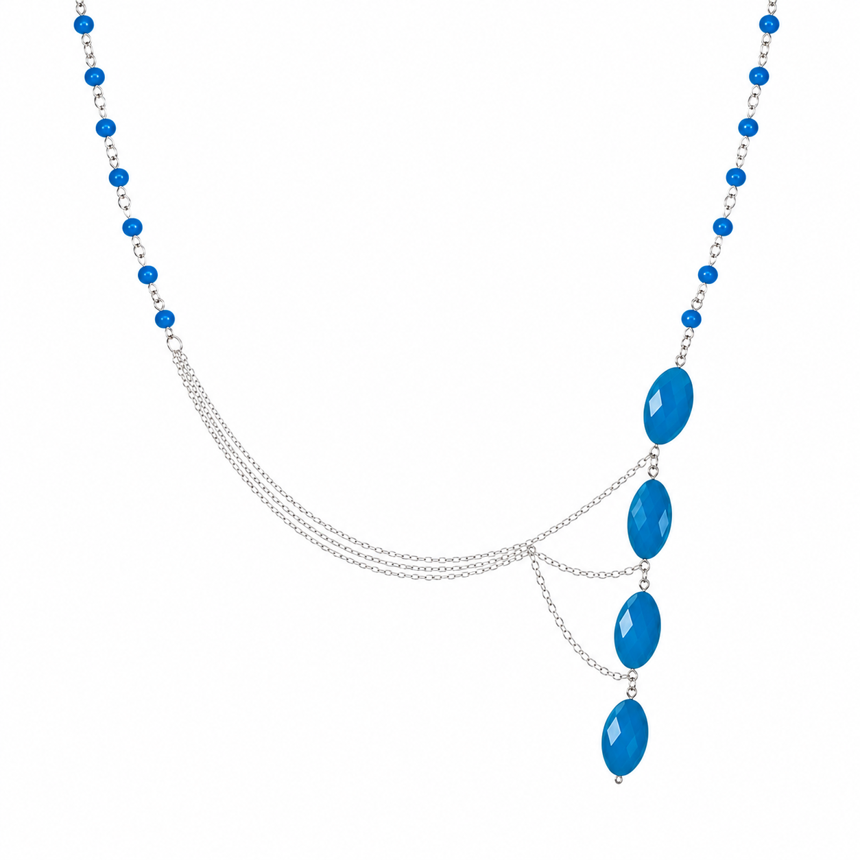 Collar Light Blue en Piedra Murano Azul Celeste Ovalada
