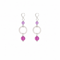 Aretes Light Purple con Aros Plateados y Cristales Facetados