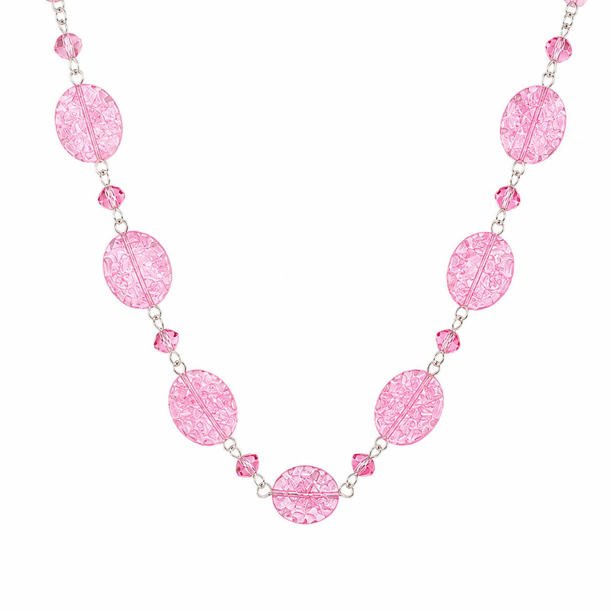 Collar Light Rose en Piedra Murano Rosa Grabada