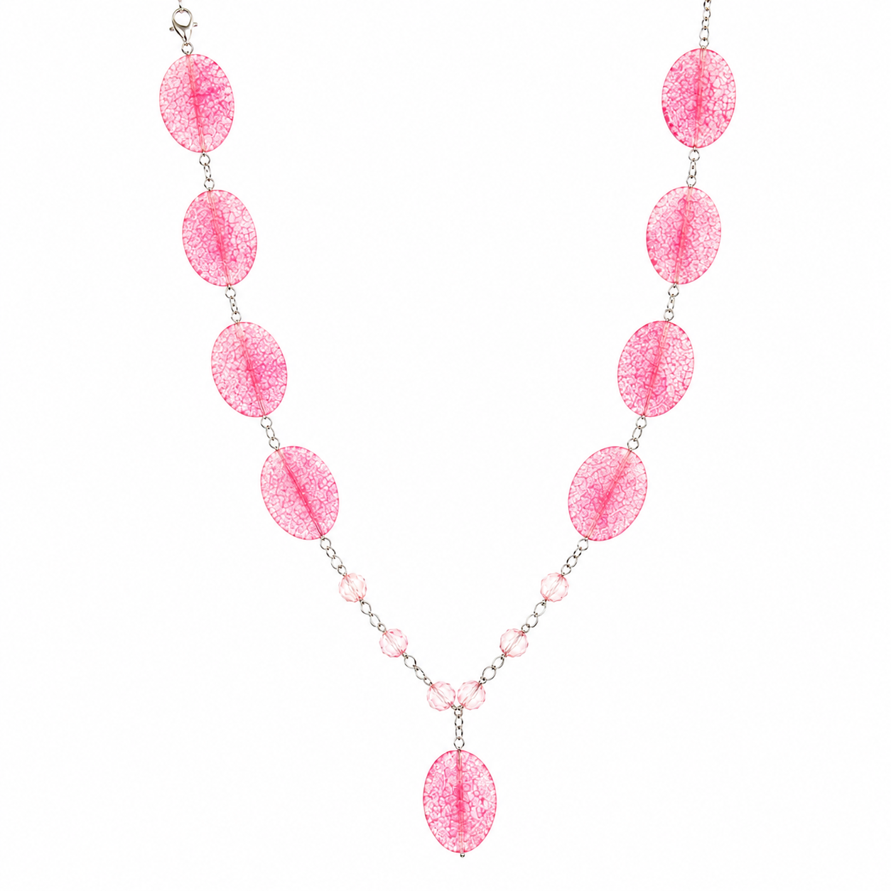 Collar Marbled Rose en Piedra Murano Rosada Marmoleada