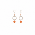 Aretes Mottled Orange con Aros Plateados y Esferas Texturizadas