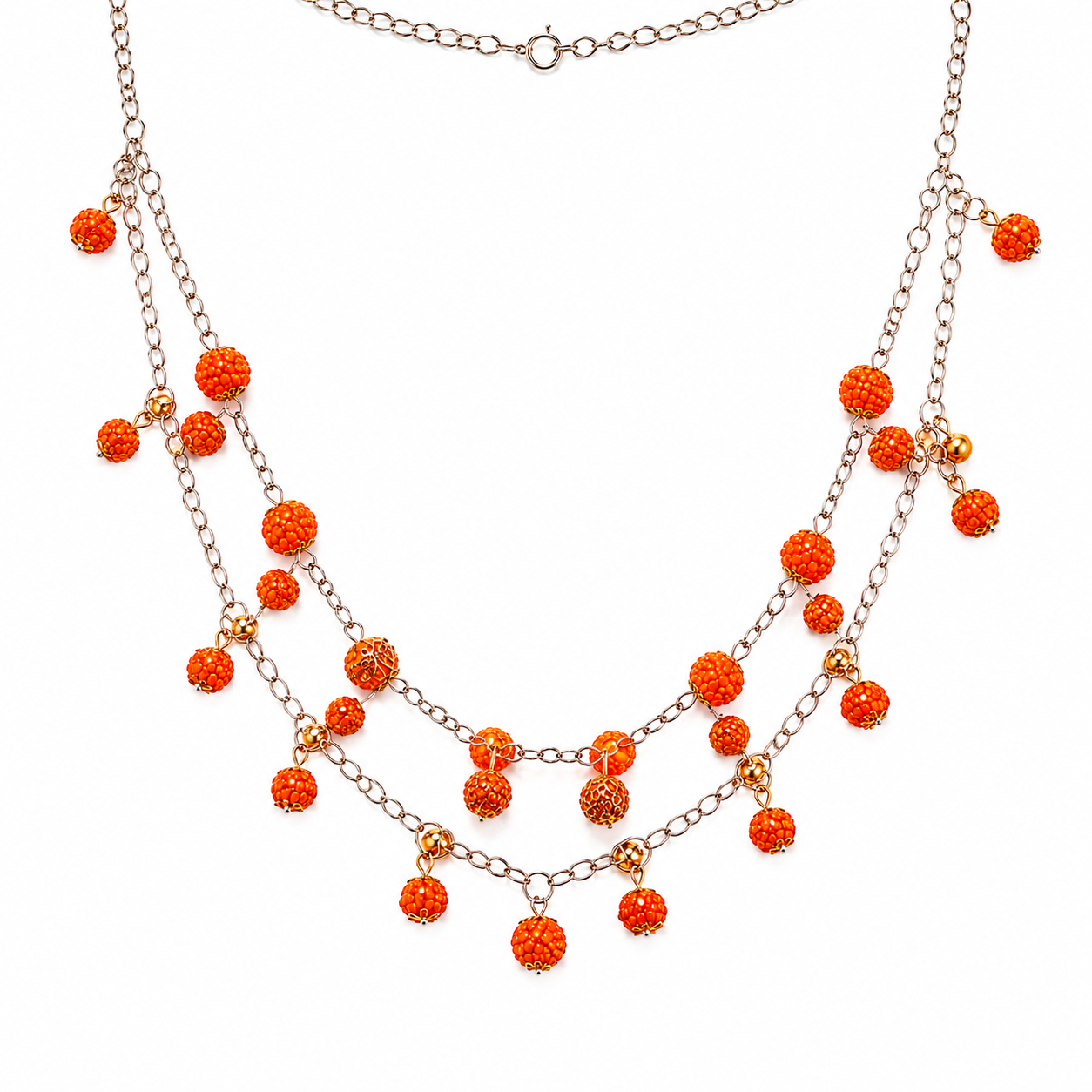 Collar Mottled Orange en Esferas Texturizadas Color Naranja