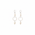 Aretes Nacre Pearl con Aro Plateado y Perlas Marfil