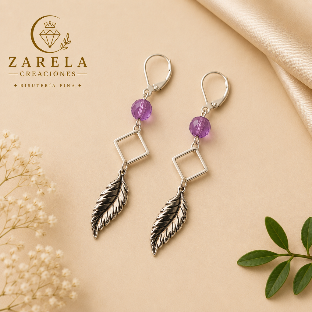 Juego PURPLE DIAMOND | Collar, Pulsera y Aretes | Zarela Creaciones
