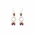 Aretes Plated Brown en Murano Cobrizo con Marco Geométrico Plateado