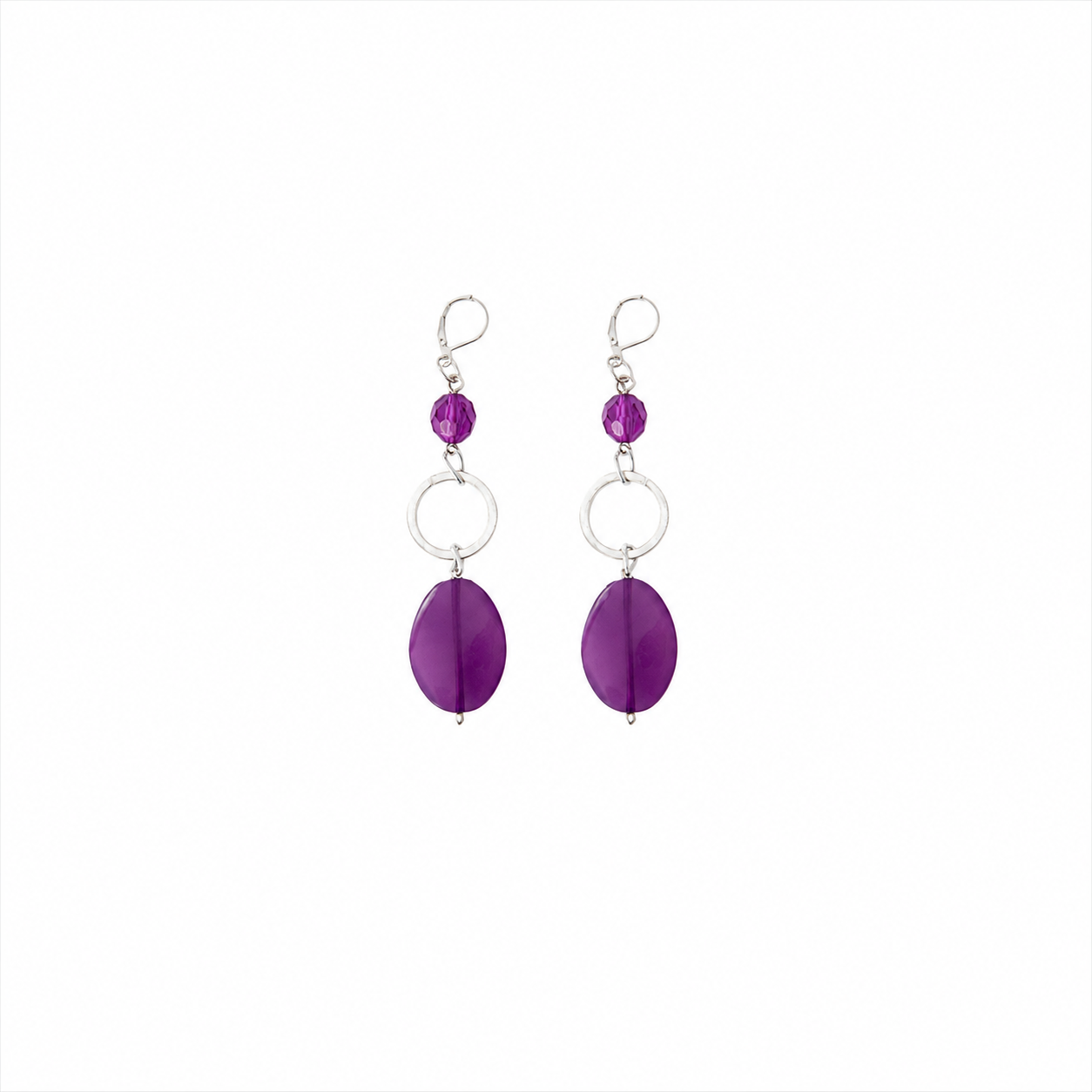 Aretes Purple Diamond en Piedra Murano Violeta Facetada