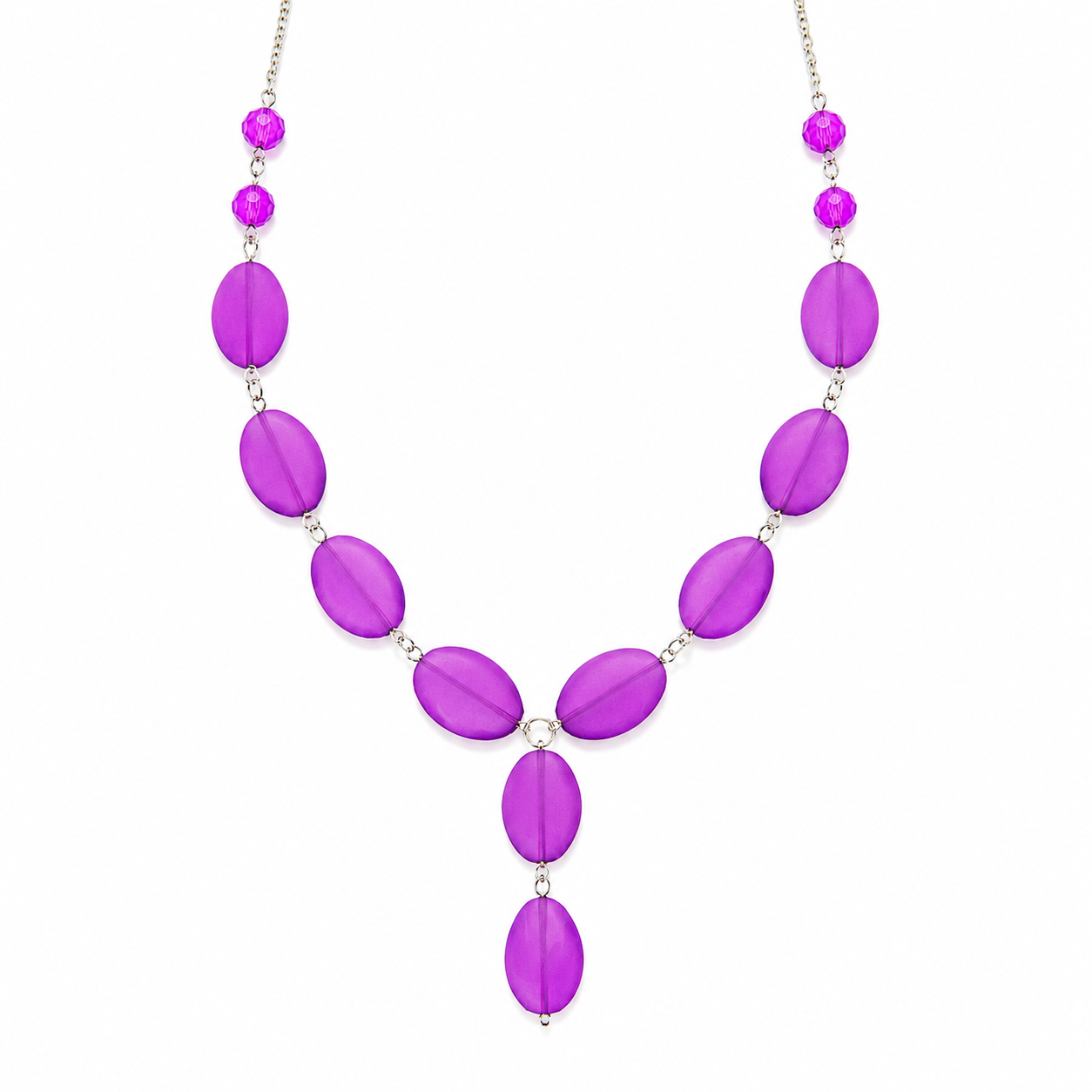 Collar Purple Diamond en Piedra Murano Morada y Cristales Brillantes