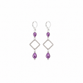 Aretes Purple Shiny con Cristales Murano en Tonos Lila y Cobre