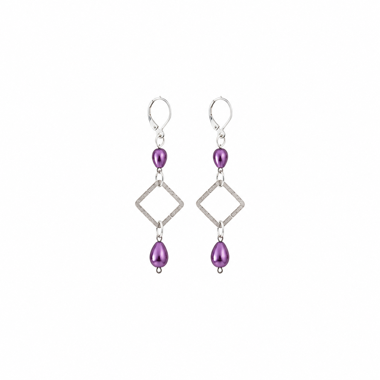 Aretes Purple Shiny con Cristales Murano en Tonos Lila y Cobre