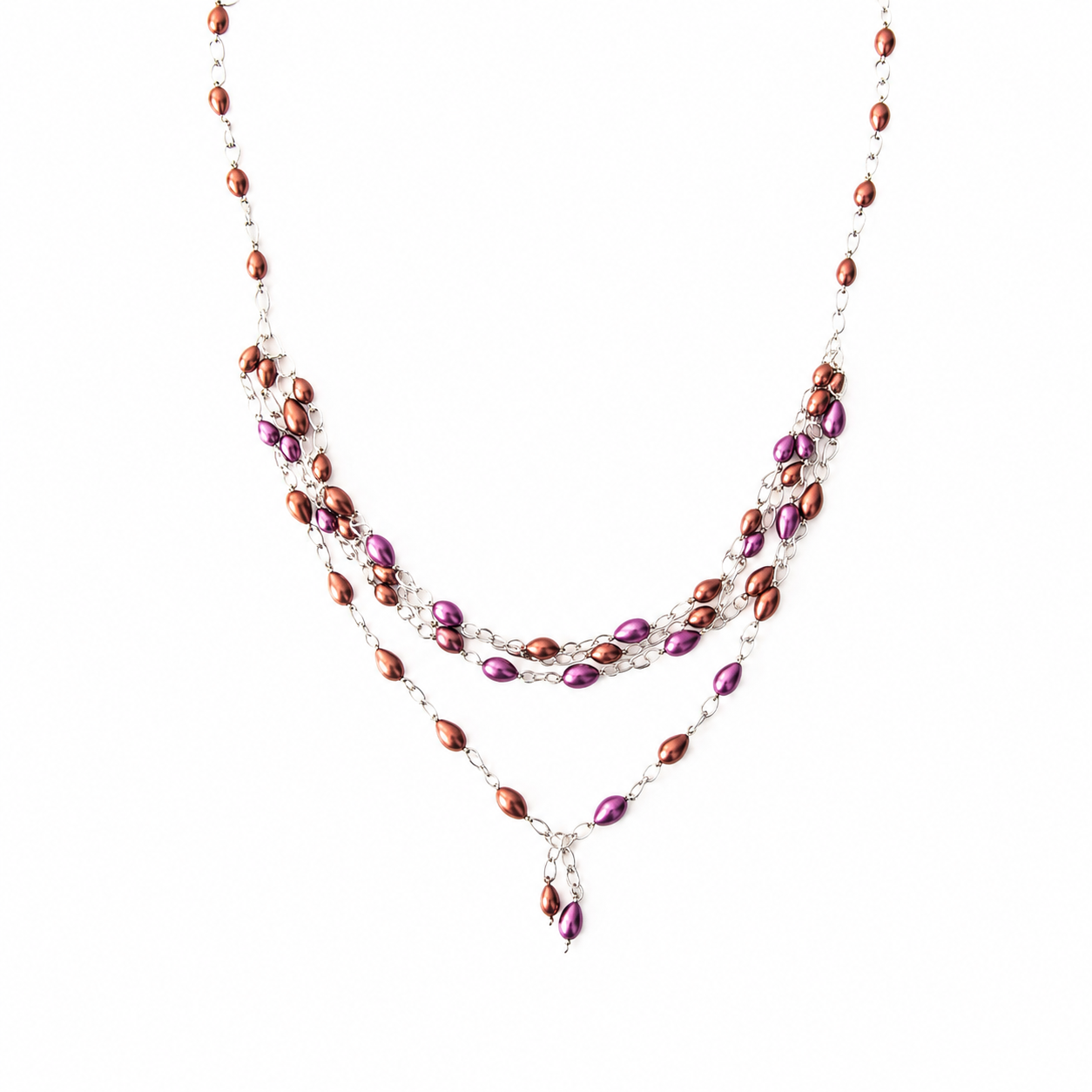 Collar Purple Shiny en Piedra Murano Morada y Cobre Multicapa