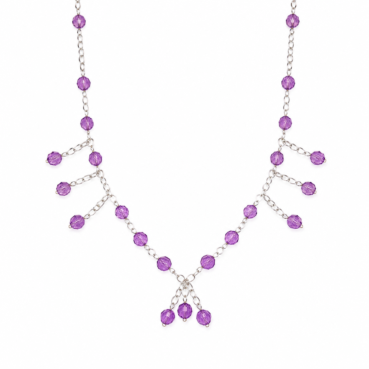 Collar Purple Stone en Piedra Murano Morada y Cristales Facetados