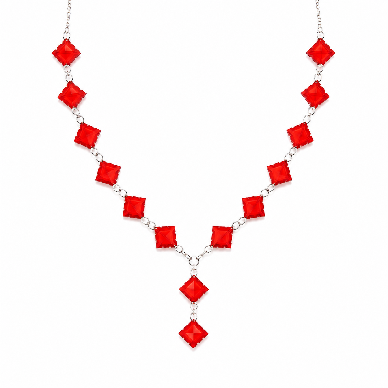 Collar Red Jewel en Piedra Murano Roja Facetada