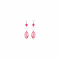 Aretes Rose Leaf en Cristal Rosa y Dije Hoja Translúcida