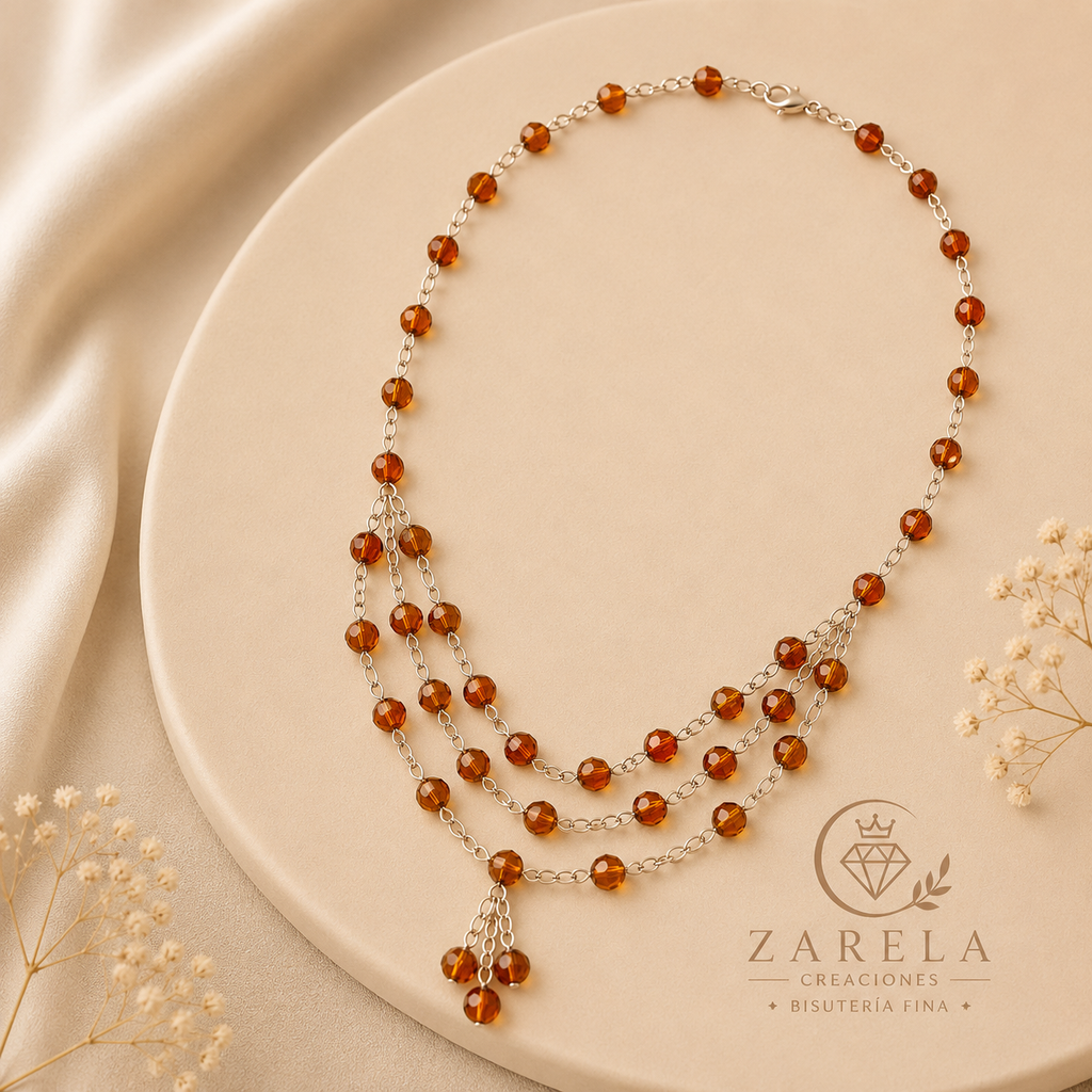 Juego Confessions SHINY STONE | Collar, Pulsera y Aretes | Zarela Creaciones