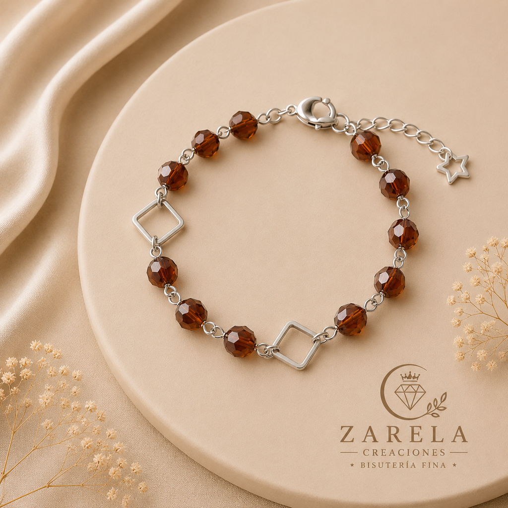 Juego Confessions SHINY STONE | Collar, Pulsera y Aretes | Zarela Creaciones