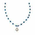 Collar Said Blue con Piedras Murano Azul y Dije Floral Plateado