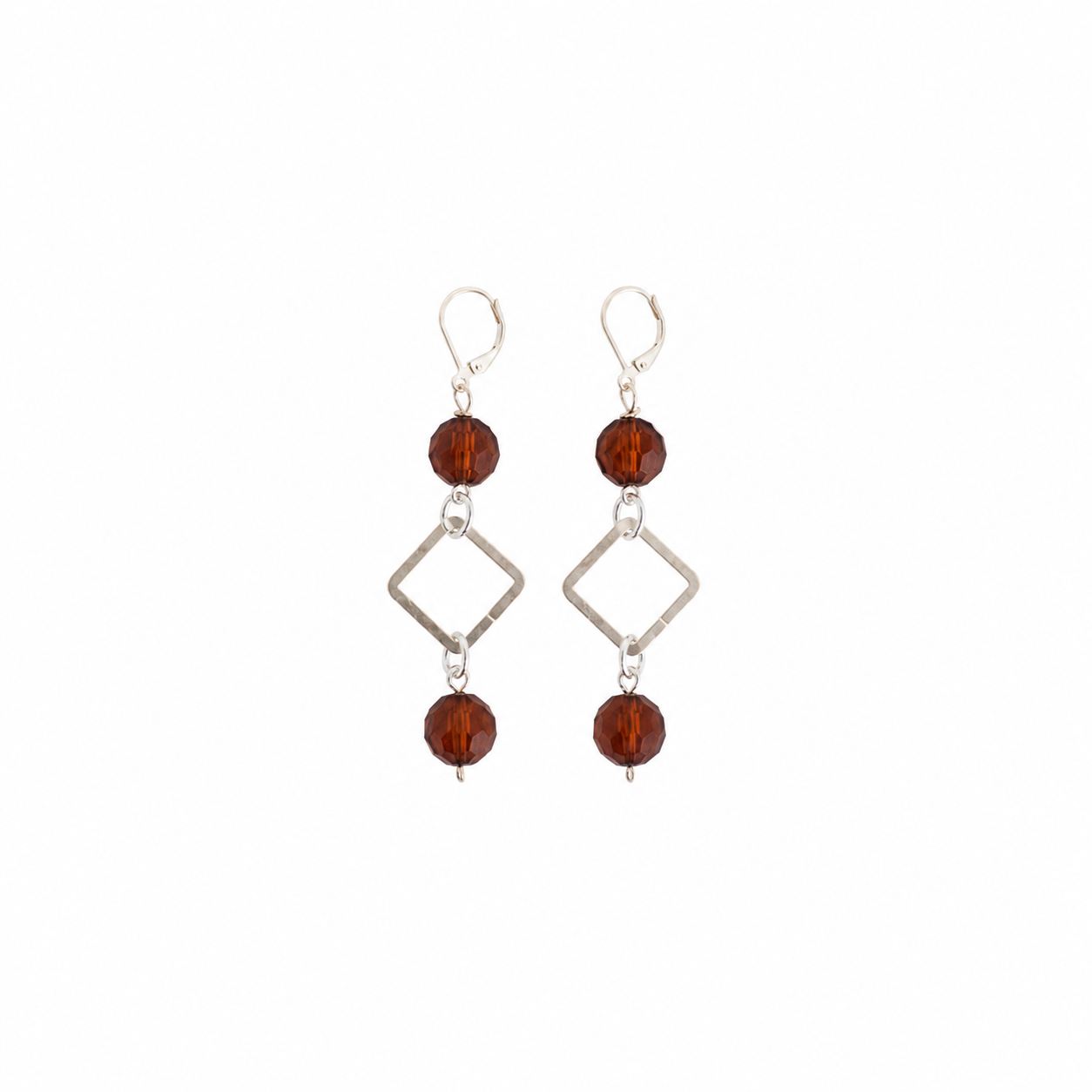 Aretes Shiny Stone en Cristales Facetados Color Ámbar