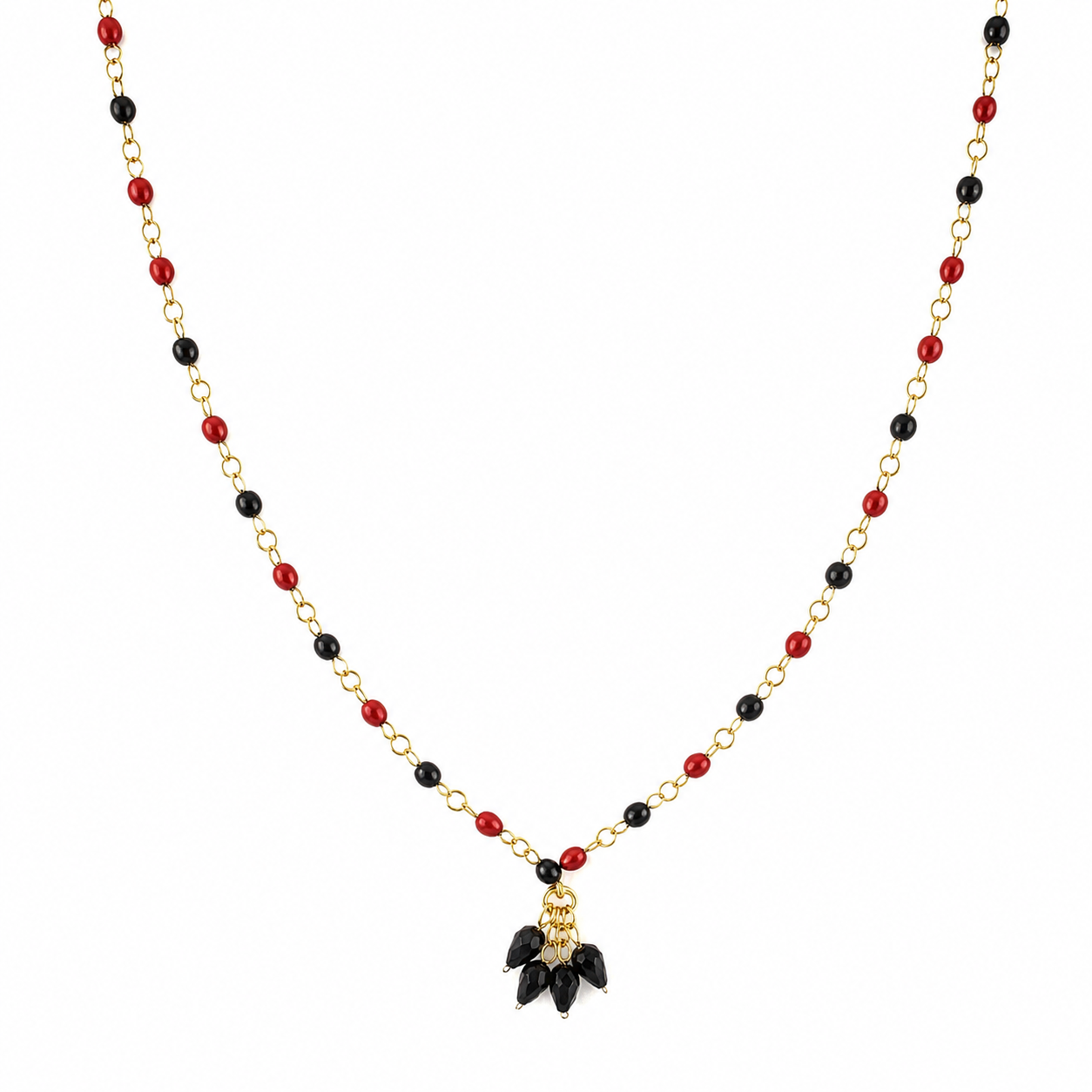Collar Stone Dark Red en Piedra Murano Roja y Negra