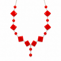 Collar Straight Red en Piedra Murano Roja y Cristales Facetados