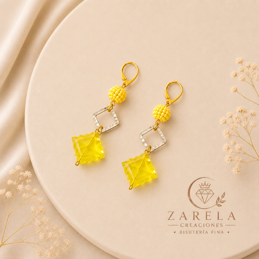Juego YELLOW SPRING | Collar, Pulsera y Aretes | Zarela Creaciones