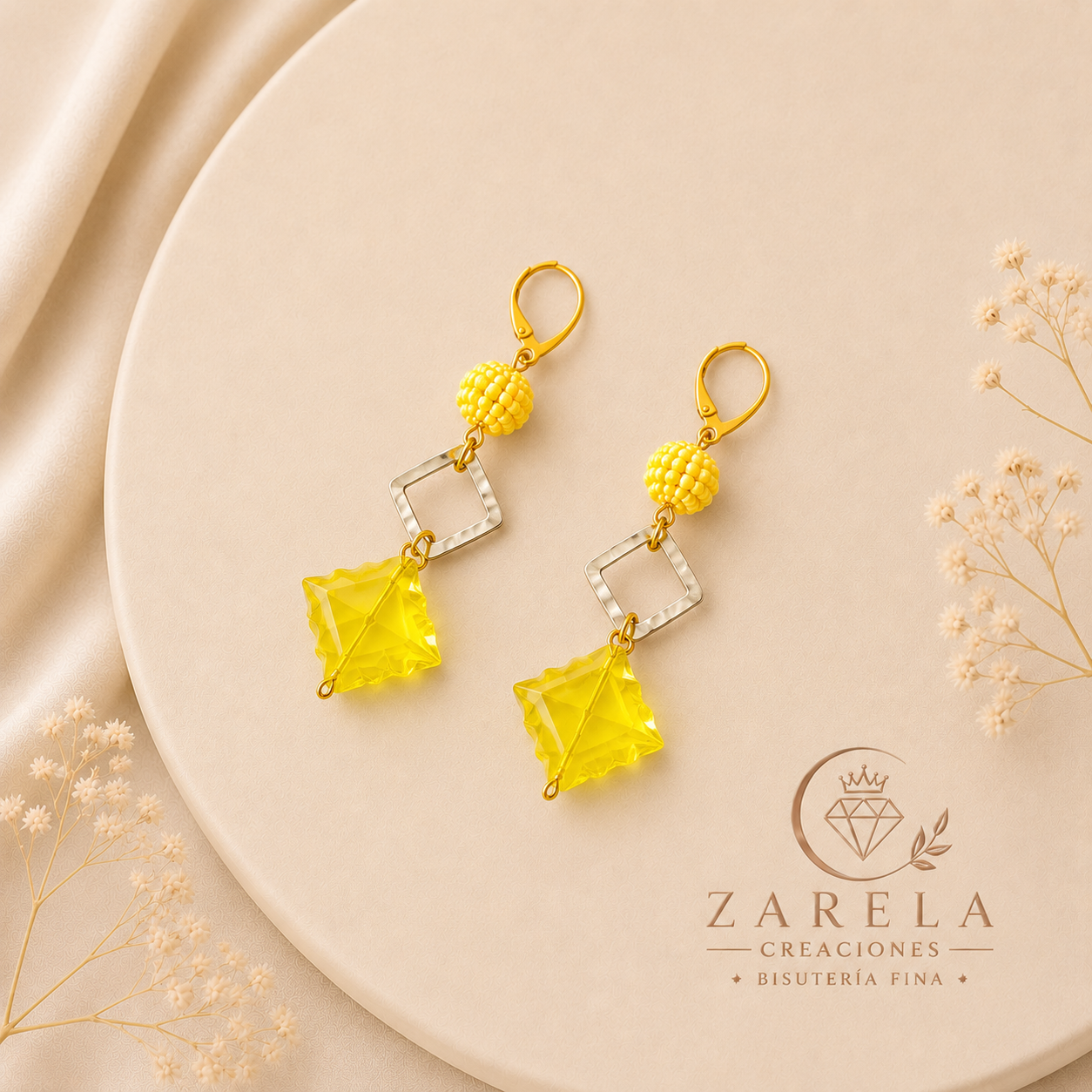 Juego YELLOW SPRING | Collar, Pulsera y Aretes | Zarela Creaciones